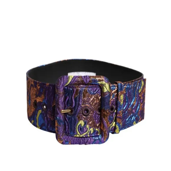 Dolce & Gabbana Multicolor Floral Jacquard Lurex Wide Waist  display picture 3